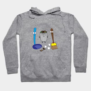 cute broom dustpan and trash bin Hoodie